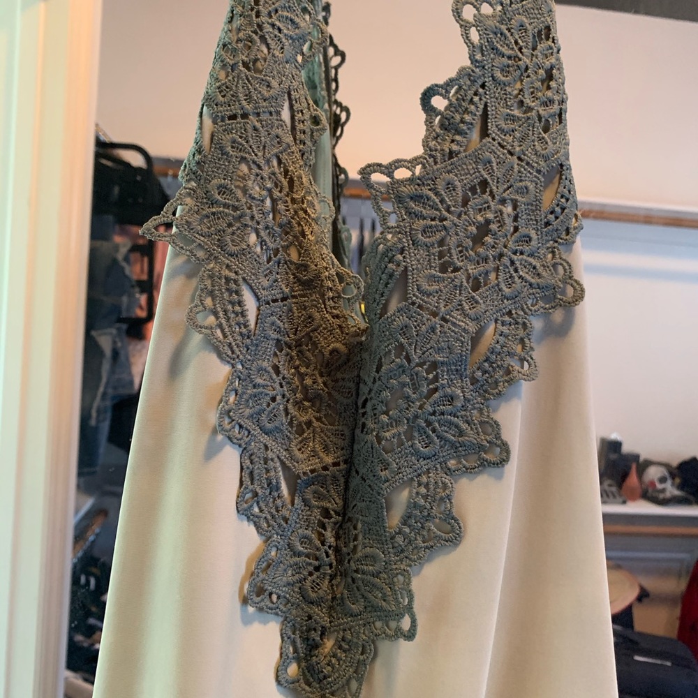 Blue crotchet one piece baiting suit